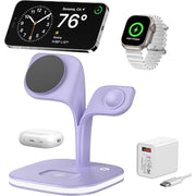 5 in 1 Fast Mag-Safe Magnetic Wireless Charging Station for Apple - Purple
