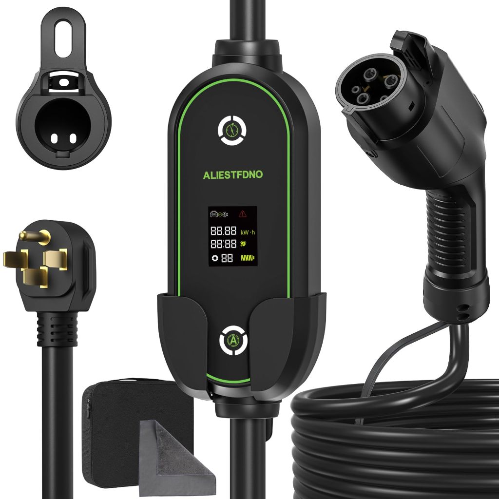 ALIESTFDNO Portable Level 2 EV Charger, 40A, 220-240V, with 25ft Charge Cable and NEMA 14-50 Plug