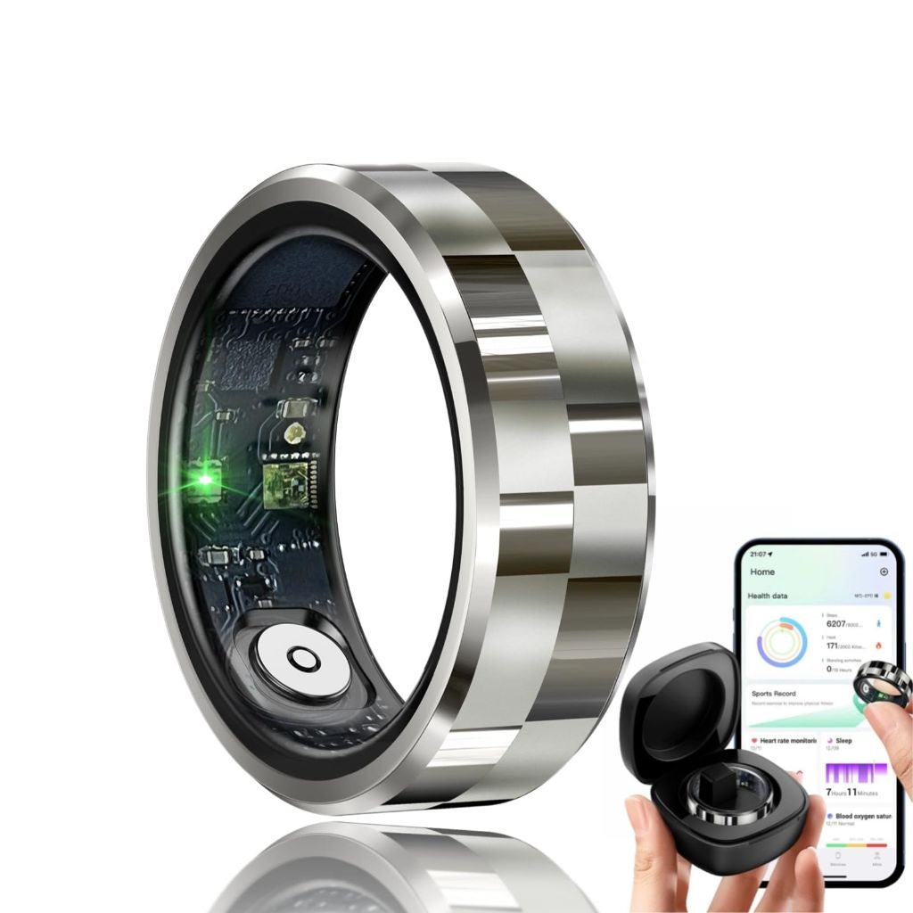Viohead Smart Ring for Men and Women - Health & Fitness Tracker with Heart Rate, Blood Oxygen, Sleep Monitoring (Silver, Size 10)