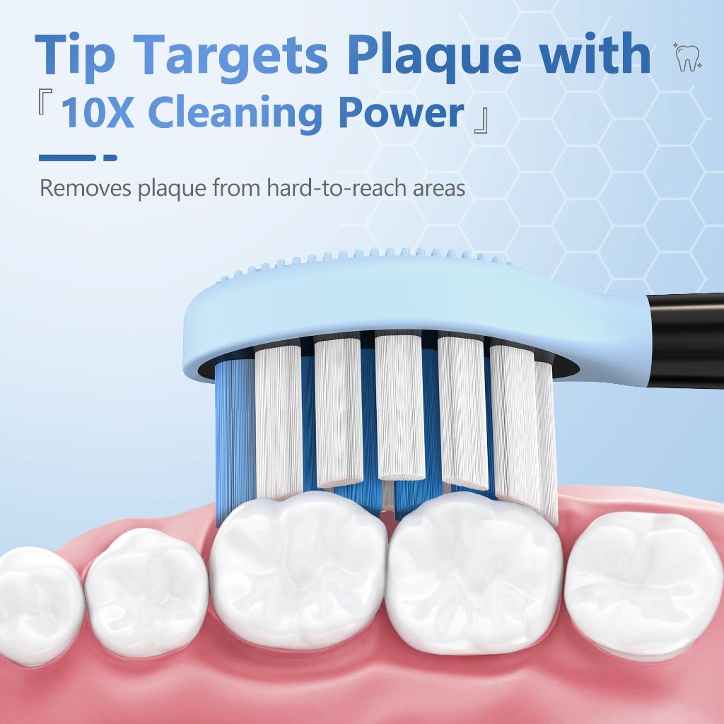 Replacement Brush Heads Compatible with Philips Sonicare Electric Toothbrush, 2-in-1 Tongue Cleaner, 10 Pack