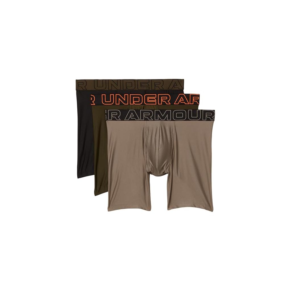 Under Armour Men's Performance Tech Solid 6 Boxer Briefs - Taupe Dusk, Size Medium (3 Pair)