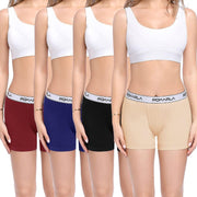 POKARLA 4.5" Inseam Womens Cotton Boxer Briefs Underwear Boy Shorts Panties 4 Pack(Regular & Plus Size)