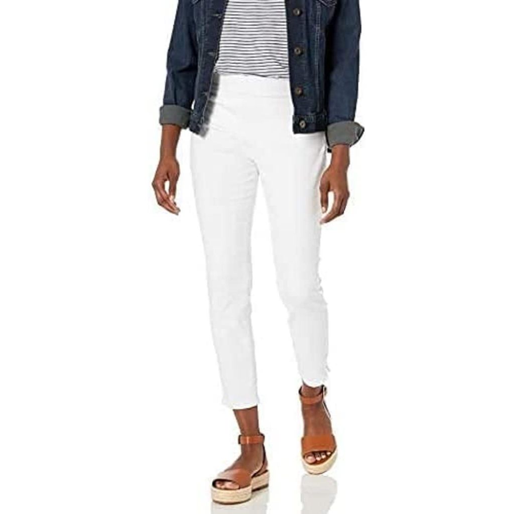 SZ 2P, NYDJ Women's Petite Petite Pull ON Skinny Ankle Jean with Side Slit Pants | Optic White