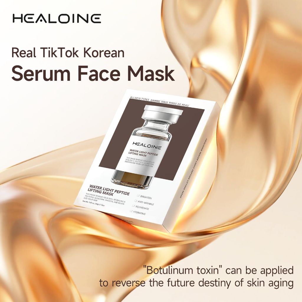 HEALOINE 10 Packs Premium Bio-Collagen Real Deep Face Mask, Even Skin Tone,