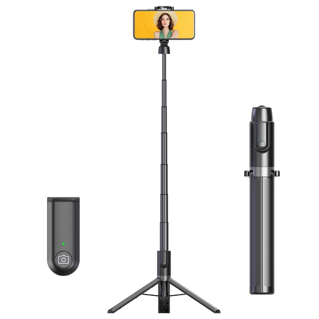 Selfie Stick Tripod with Wireless Remote Cell Phone Stand for Recording with Wireless Remote