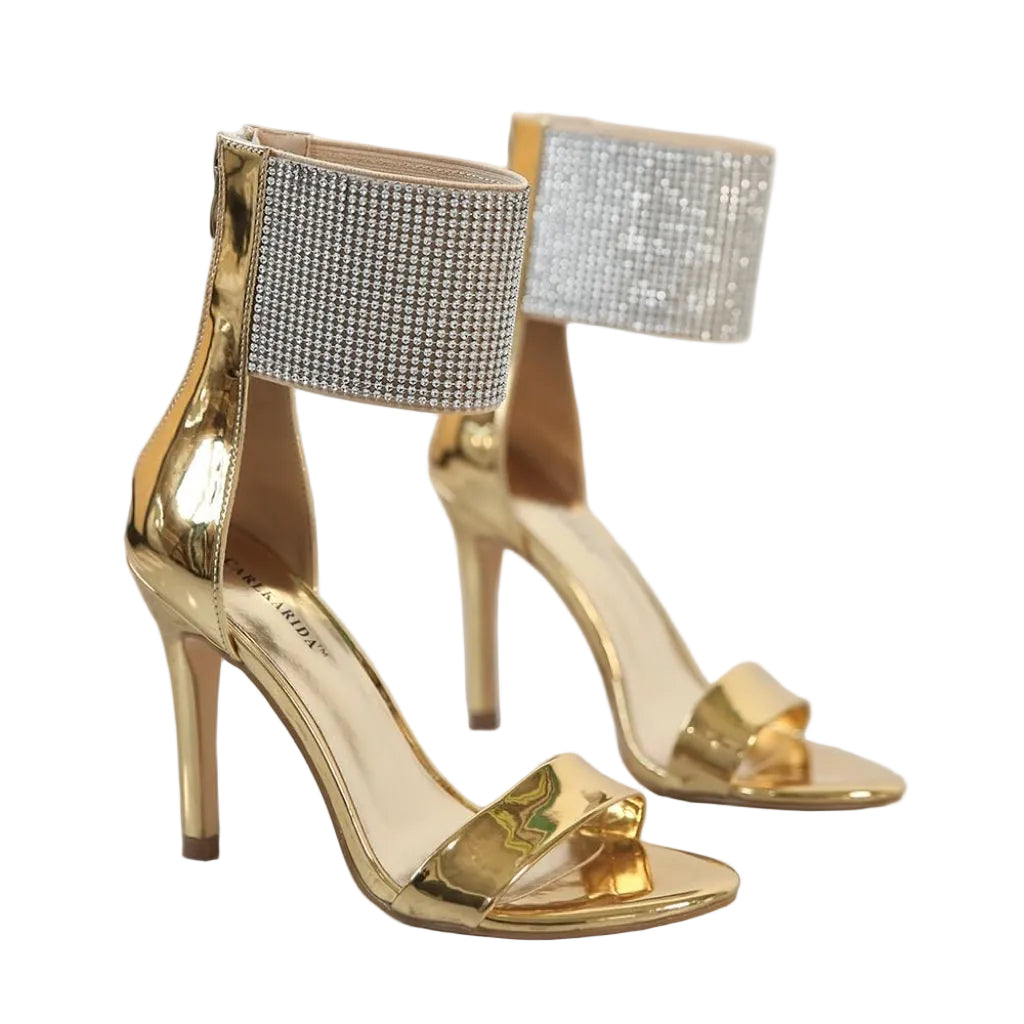 CARLKARIDA Women's High Heel Sandals, Gold - size 11