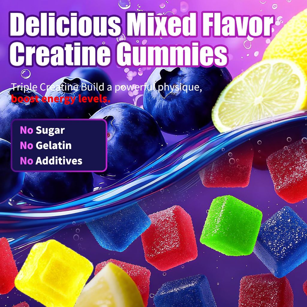 OLACLUK Creatine Gummies for Men, Creatine Monohydrate Complex 5000mg with Taurine,  Fruit Punch, 120 Count