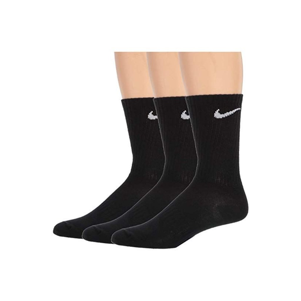 Nike Unisex Adult Everyday Lightweight Training Crew Socks(3 Pairs) - Black, Medium