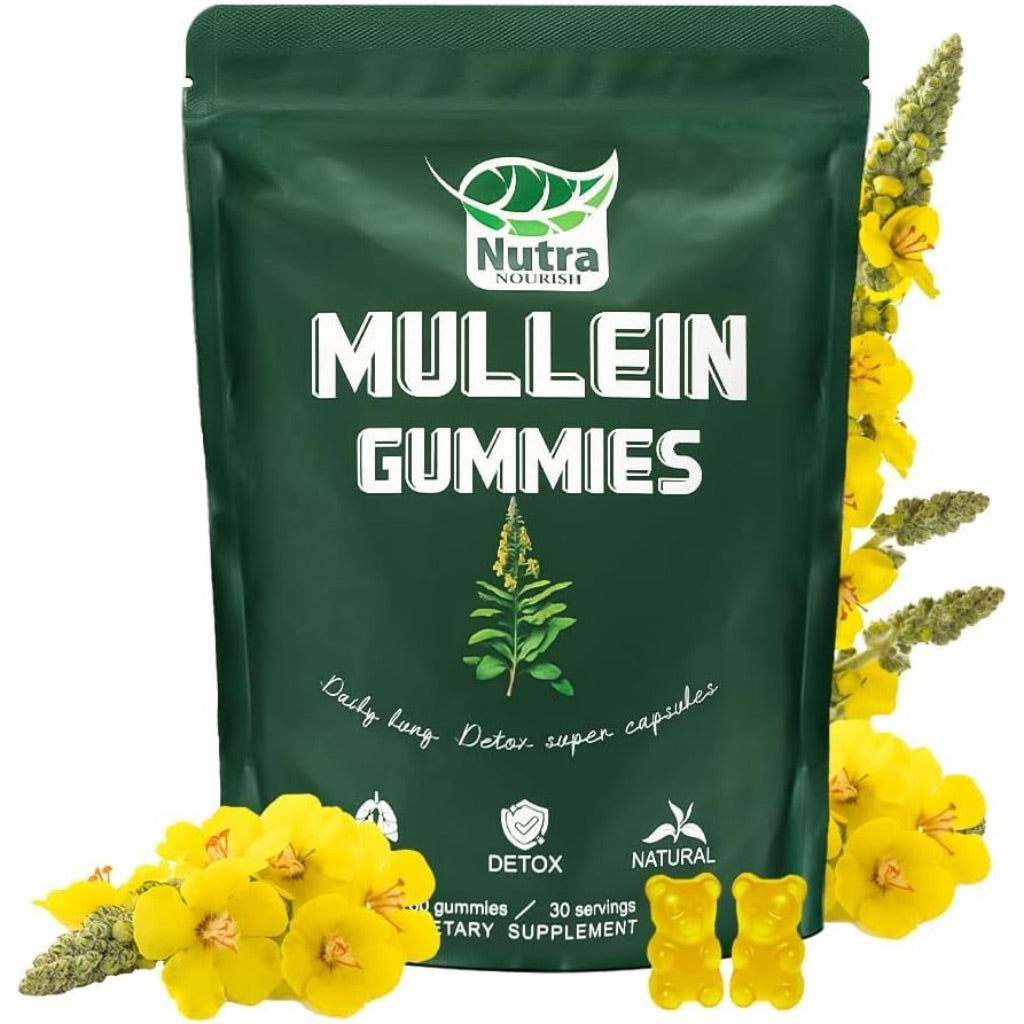 NutraNourish Mullein Gummies for Lung Detox 1000mg Mullein Leaf Herb Extract - Pear, 60ct.