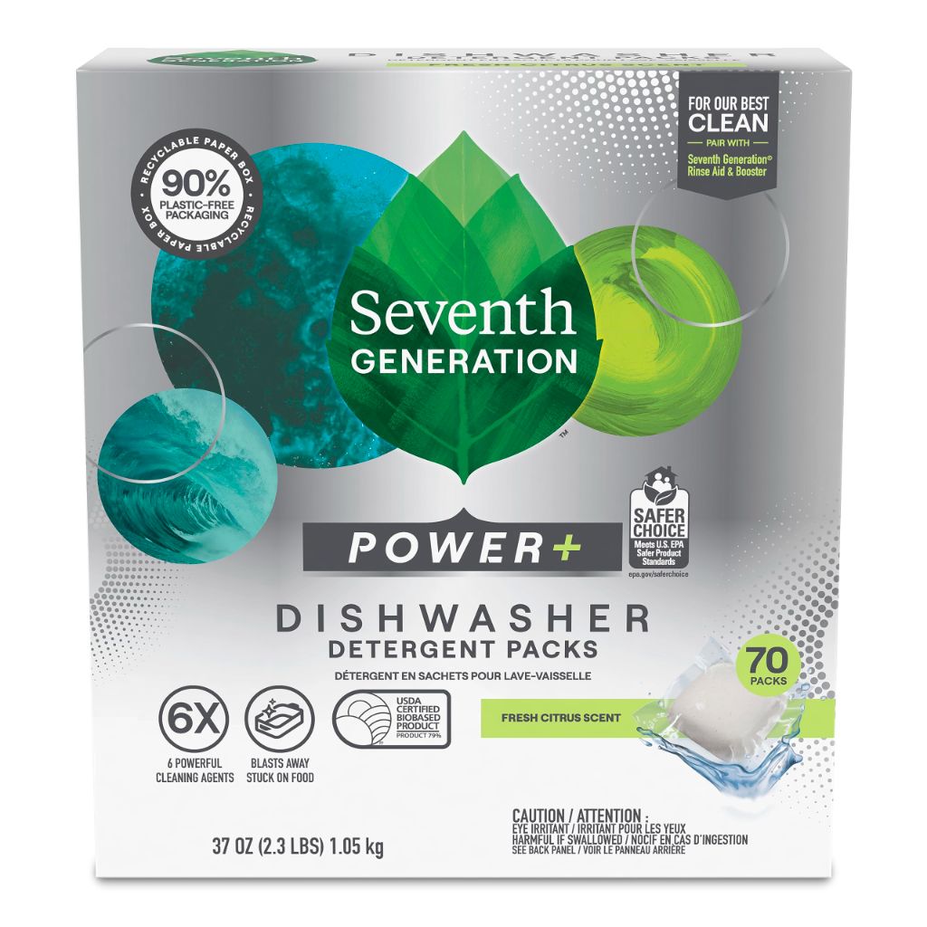 Seventh Generation Power+ Dishwasher Detergent Packs - Fresh Citrus, 70ct.