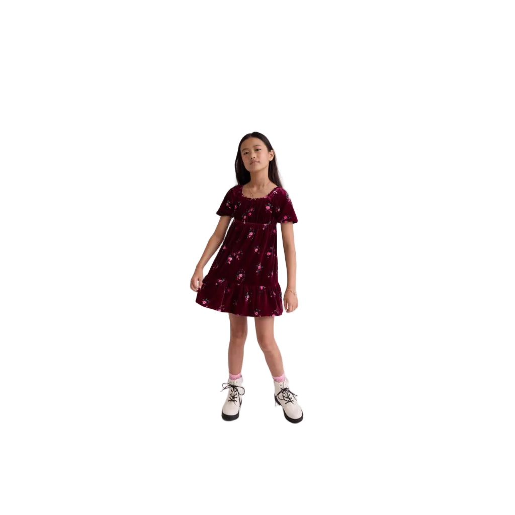The Children's Place,Girls,Short Sleeve Casual Everyday Dresses,Sugar Beet Velour,X-Large