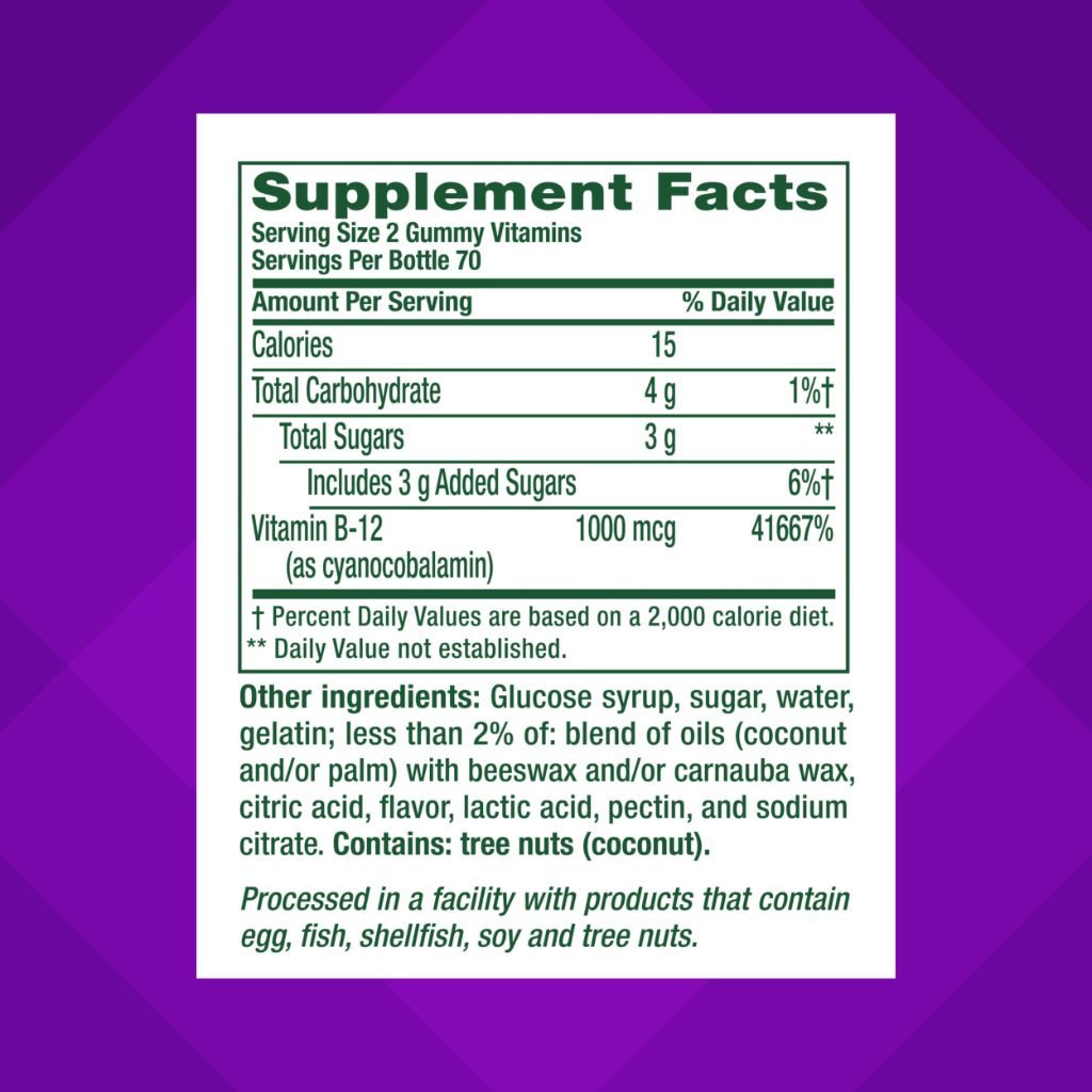 Vitafusion Vitamin B12 Gummies | 1000 mcg | 140 Adult Gummy Vitamins | Raspberry Flavor