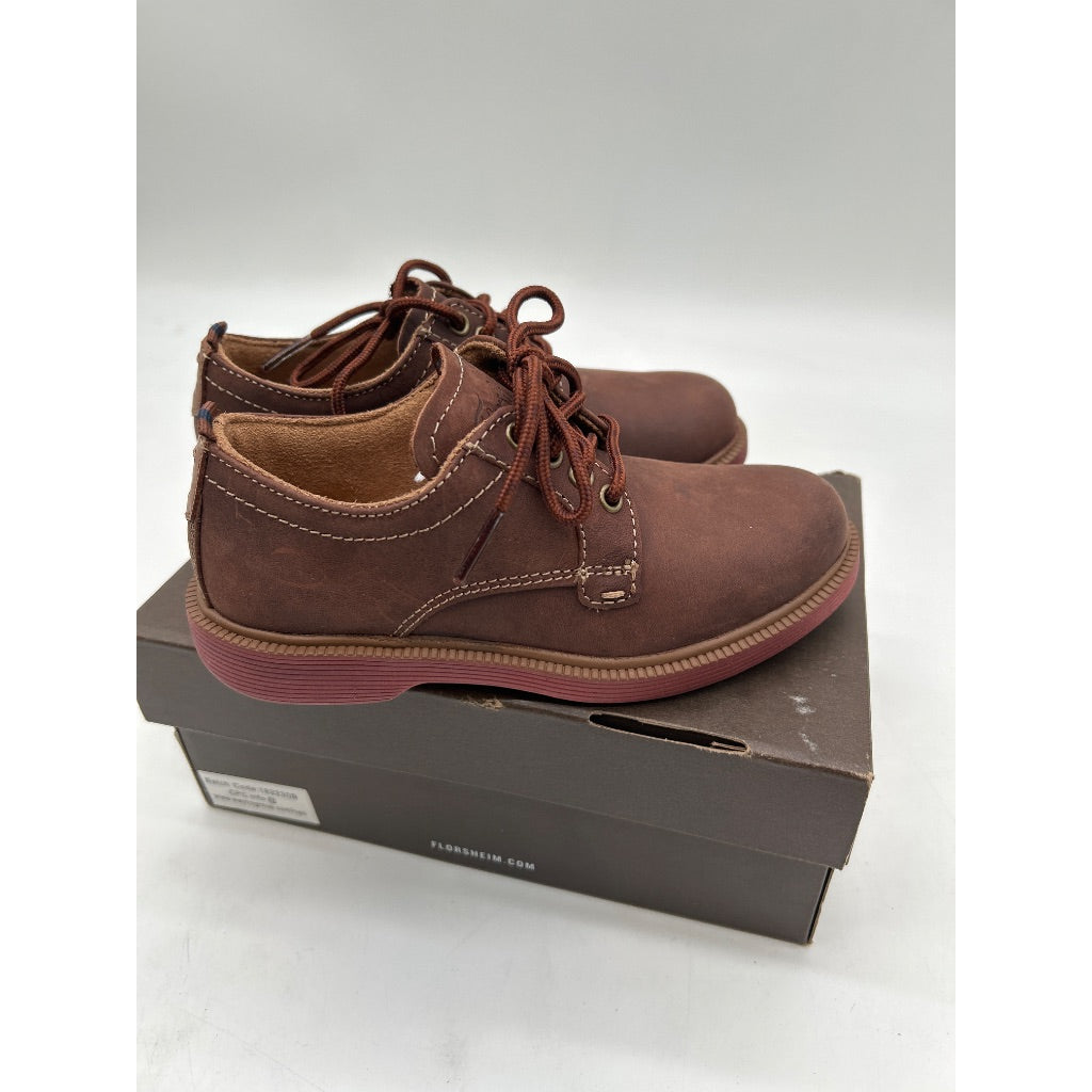 Florsheim Kid's Supacush Plain Toe Oxford Shoe, Brown Crazy Horse/Brick Sole - Size 10.5 Little Kid