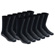 Dickies Men's Dri-Tech Original Moisture Control Crew Socks, Available in M-XXL (6, 12, 18 Pairs), Black (12 Pairs), Large