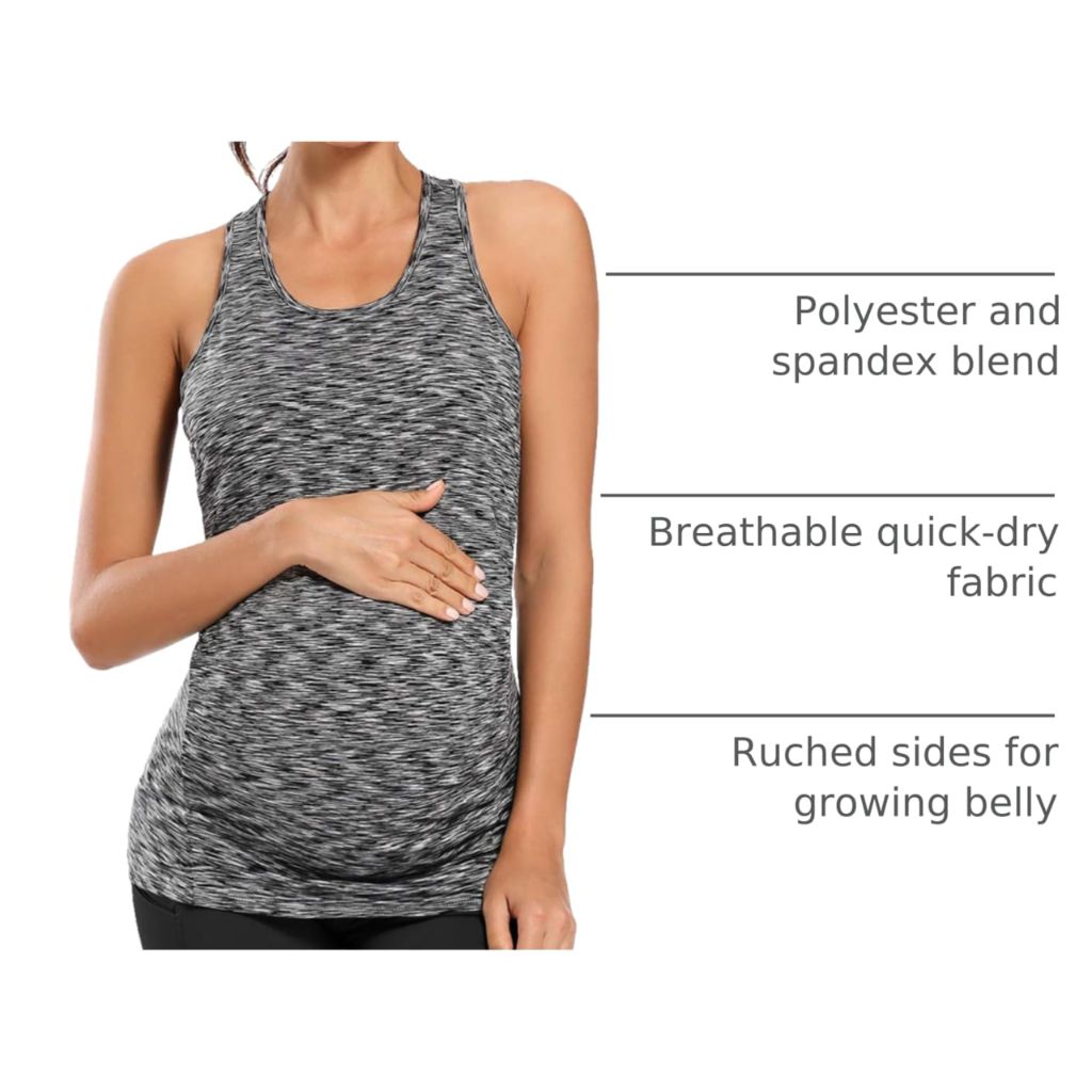 Ecavus Women's Maternity Seamless Racerback Maternity Tank Top - Purple, XL