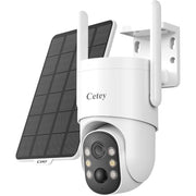 Cetey Solar Powered Wireless Outdoor Security Camera, 2K HD, Waterproof IP66, Motion Detection, Night Vision