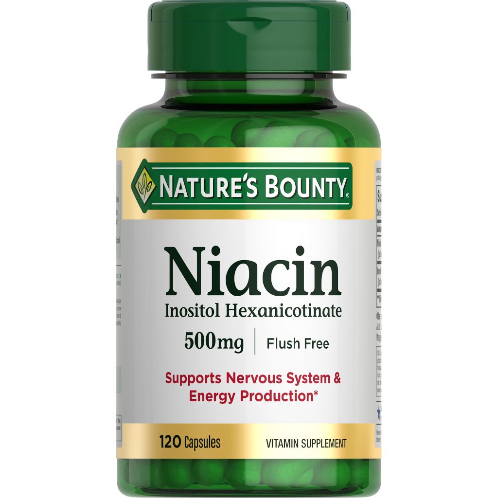 Nature's Bounty Niacin 500mg Flush Free, Cellular Energy Support, 120 Capsules