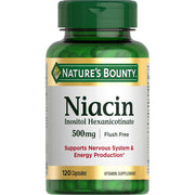 Nature's Bounty Niacin 500mg Flush Free, Cellular Energy Support, 120 Capsules