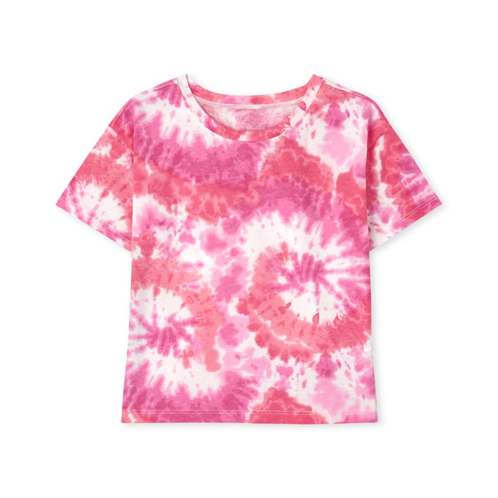 The Children's Place Girls Short Sleeve High Low Top Shirt, Fiesta Tie Dye, Large US