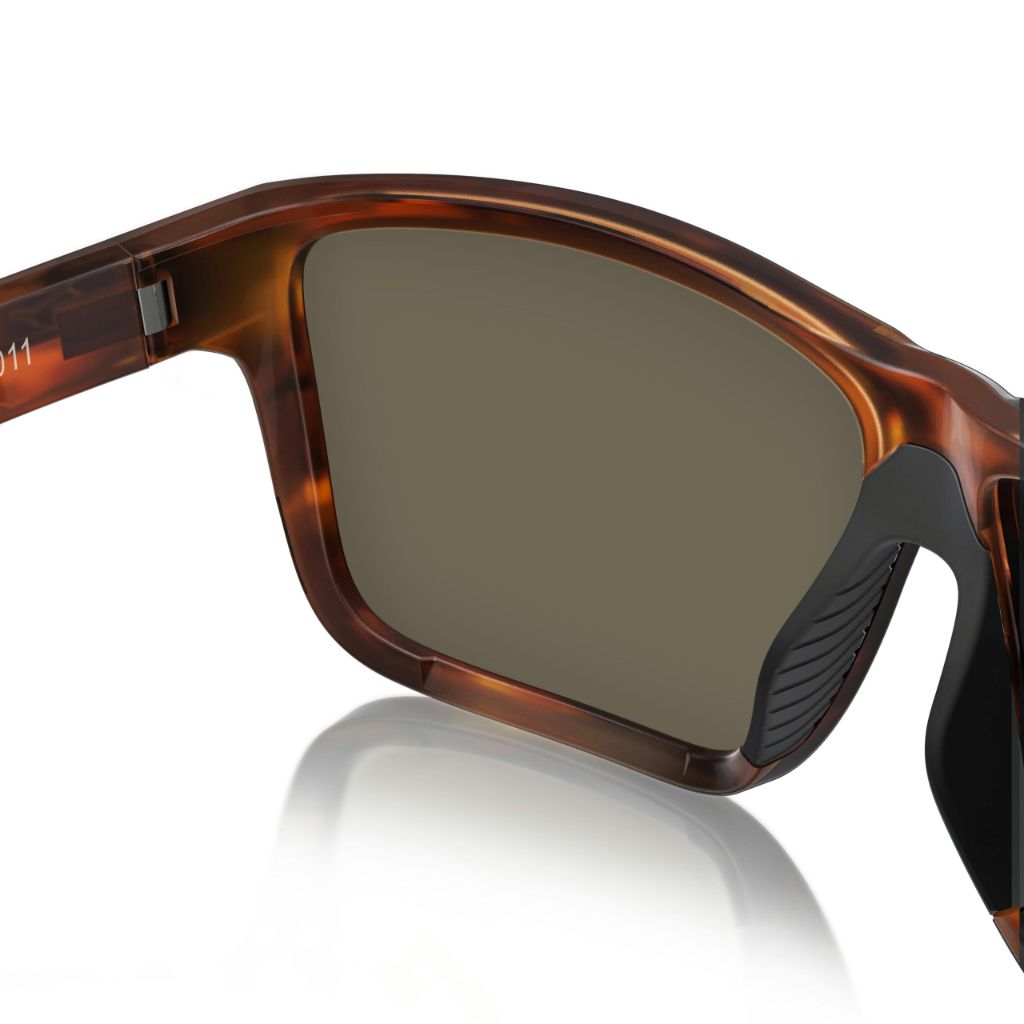 Fin-Nor Popper Fishing Sunglasses - Matte Tea Tortoise Frame, Blue Mirror (Gray Base) Glass Lens, Size M