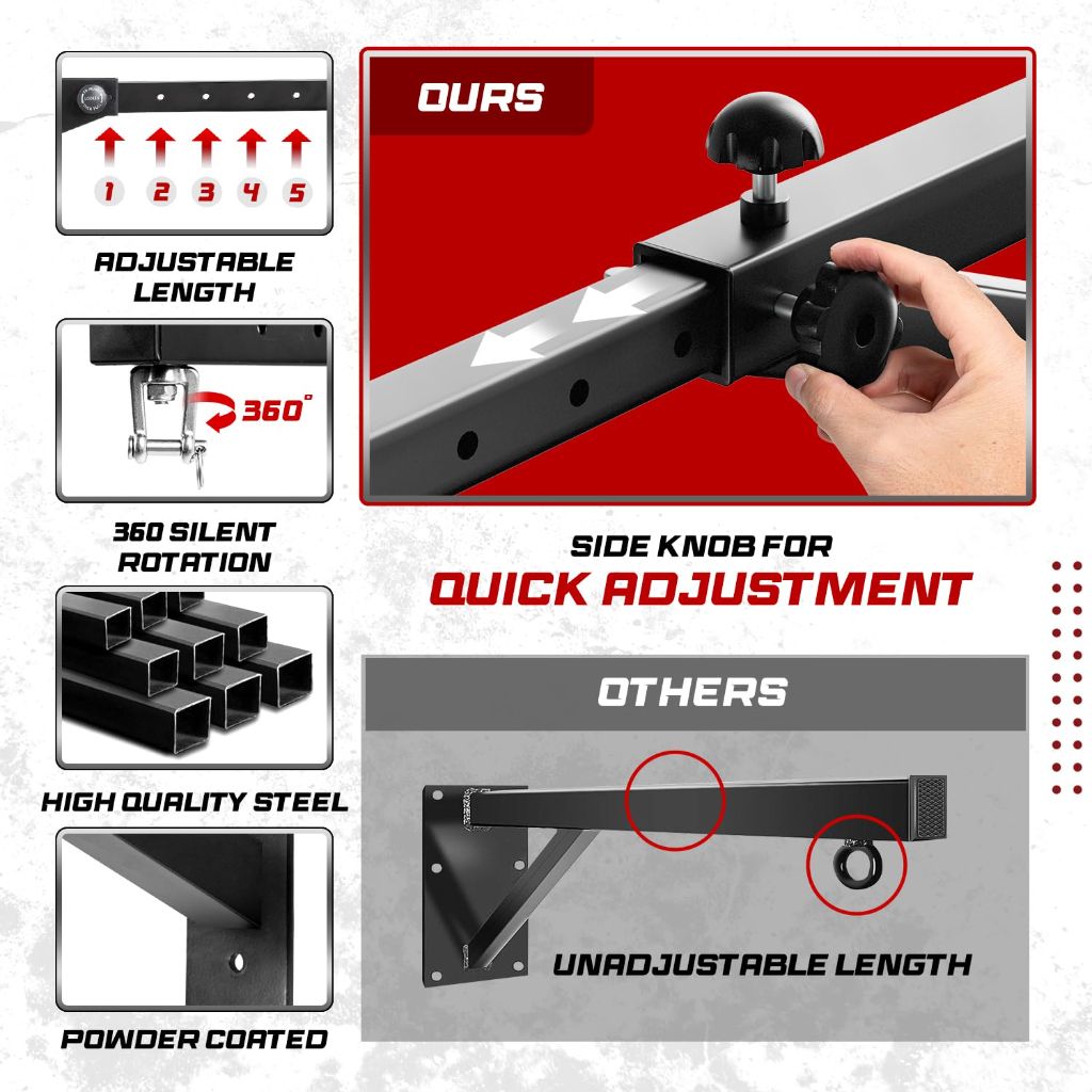 Yes4All 150 LBS Heavy Bag Hanger, Adjustable Punching Bag Wall Mount, Heavy Duty Boxing Bag Bracket for Kickboxing Bag