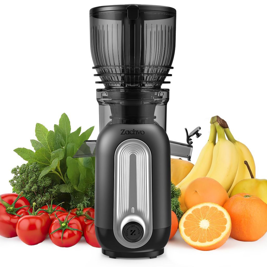 Zachvo Cold Press Juicer Machines, 5.8" Large Feed Chute Slow Masticating 300W High Juice Yield - MP-802M (Black)