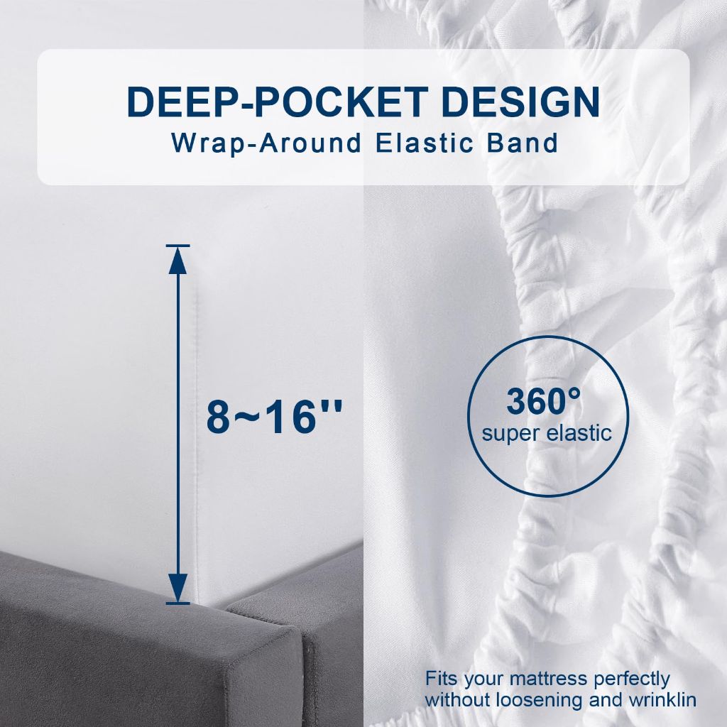 DAYIH Deep Pocket King Sheets - Cooling King Size Sheets Set 6 Pieces