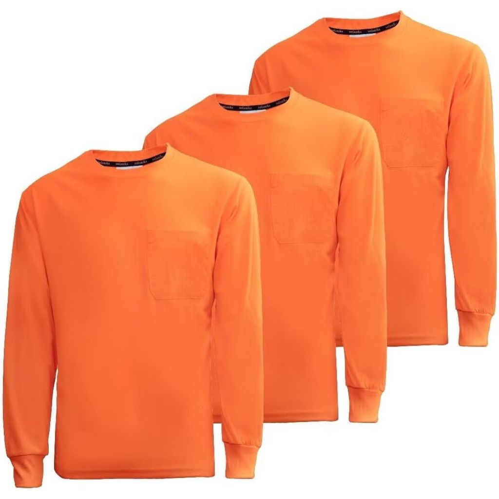 Solarika High Visibility Quick-Drying Safety Shirt with Pockets and Reflective Strips, Working Long Sleeves, Small, 3 Pack