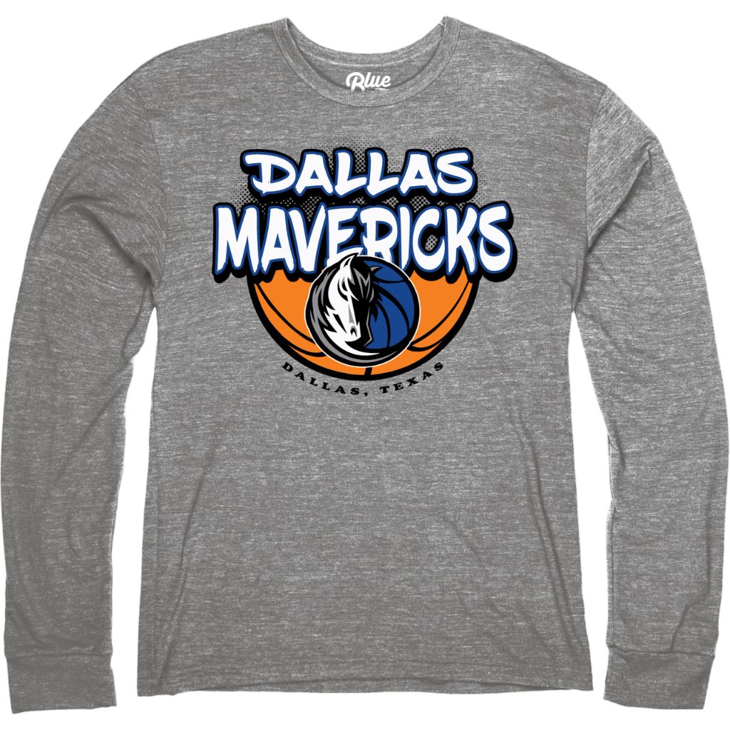 Dallas Mavericks NBA Officially Licensed Tri-Blend Long Sleeve T-Shirt Heather Gray, Medium