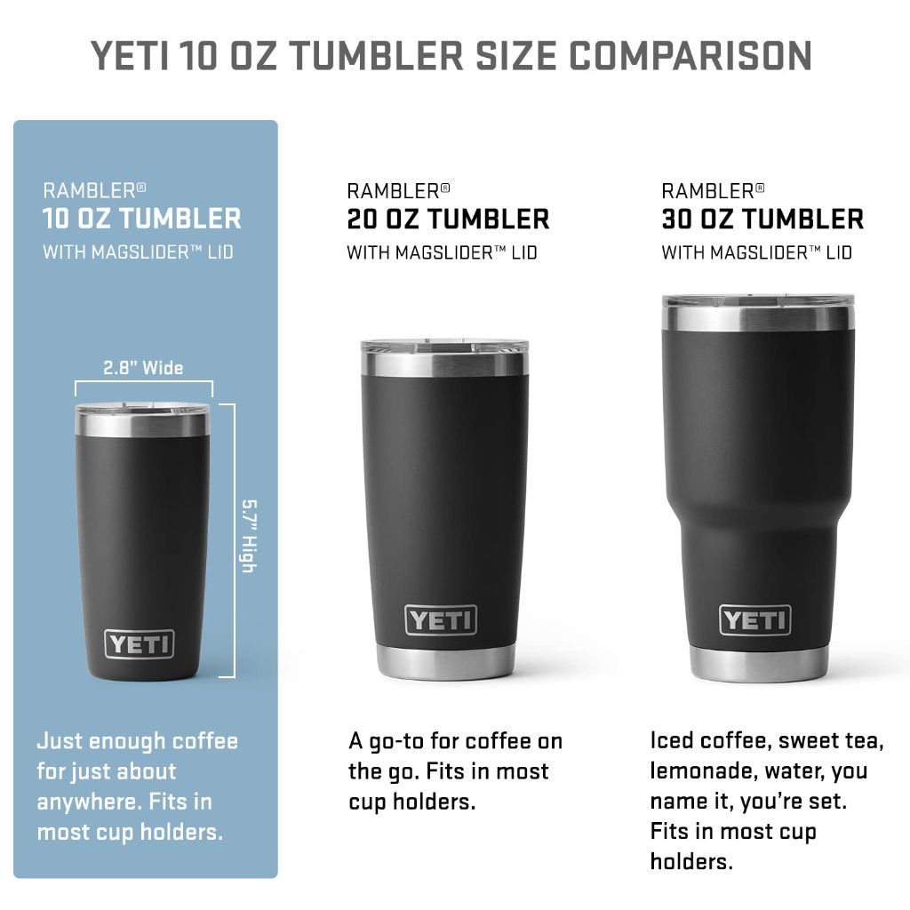 YETI Rambler 10 oz Tumbler, Stainless Steel, Vacuum Insulated with MagSlider Lid, Stainless