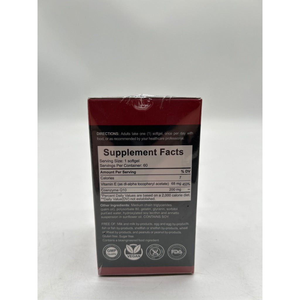 EeoGrain Super Coenzyme Q10 (Ubiquinone) 200mg with Vitamin E - 60 Count