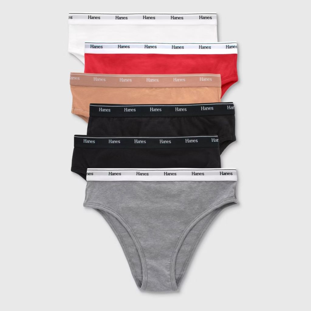 Hanes Originals Women's Breathable Stretch Cotton Hi Cut Underwear - Size Large (6 Pair)