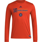 adidas Men's Houston Dynamo Local Stoic Long Sleeve Pre-Game T-Shirt - Orange, XL