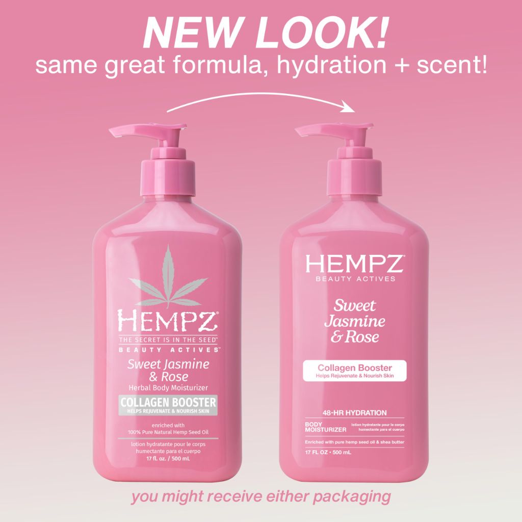Hempz Sweet Jasmine & Rose Herbal Body Moisturizer for Women, 17 Fl. oz.