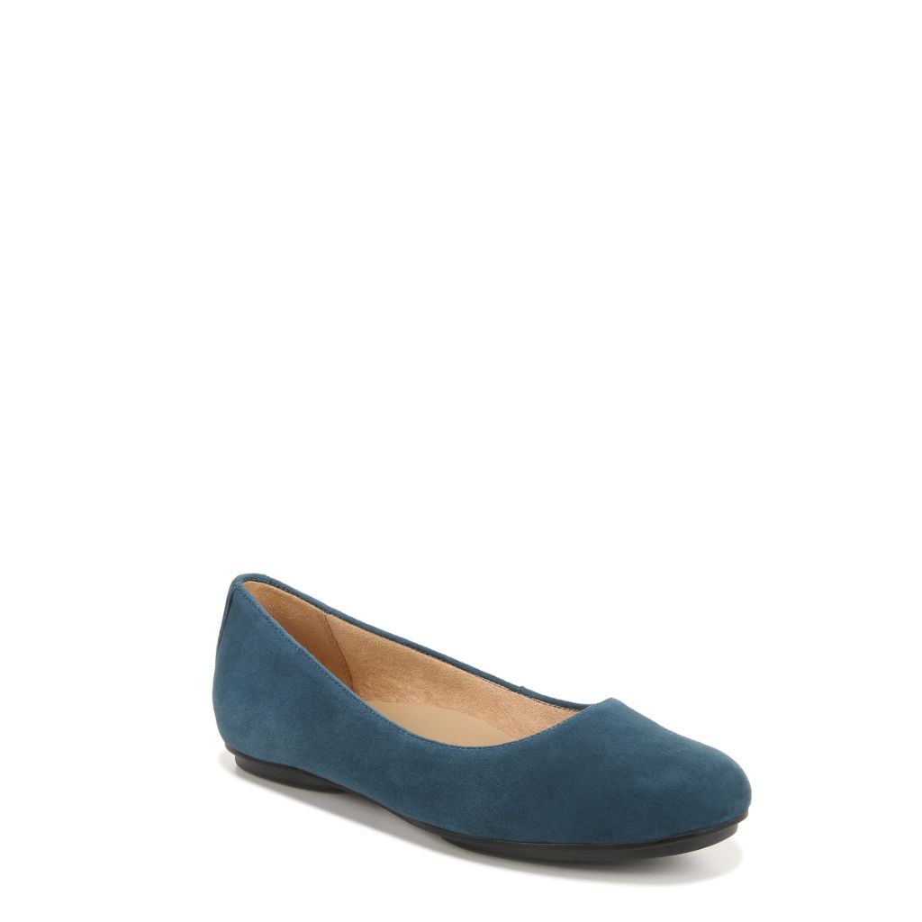 Naturalizer Womens Maxwell Round Toe Comfortable Classic Slip On Ballet Flats Ocean Blue Suede 6 M