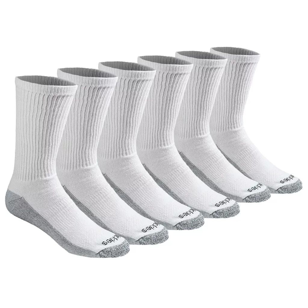 Men s Dri-Tech Moisture Control Crew Socks  6-Pack White Size: 6-12
