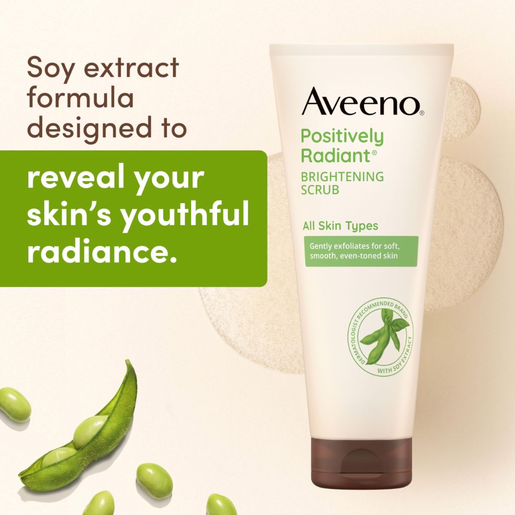 Aveeno Positively Radiant Skin Brightening Exfoliating Daily Facial Scrub, Travel Size, 2 oz