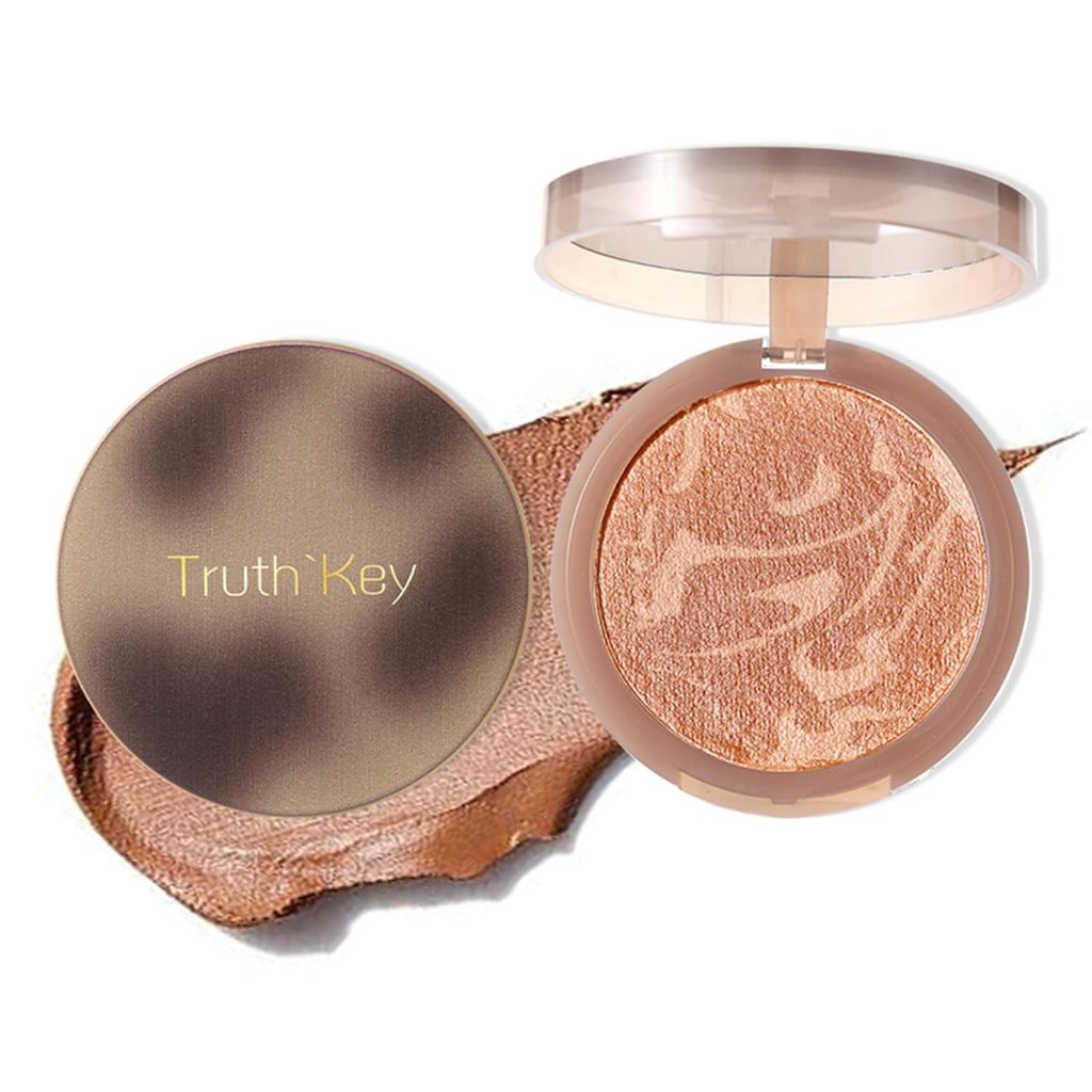 Truth Key Mousse Bronzer - Waterproof, Skin Tone Correcting, Shimmer Finish, High Coverage Powder with Marbled Design in Light & Medium Brown for a Natural Glow