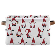 Collapsible Christmas Storage Basket with Handles - Christmas Gnomes (11" x 9.5")