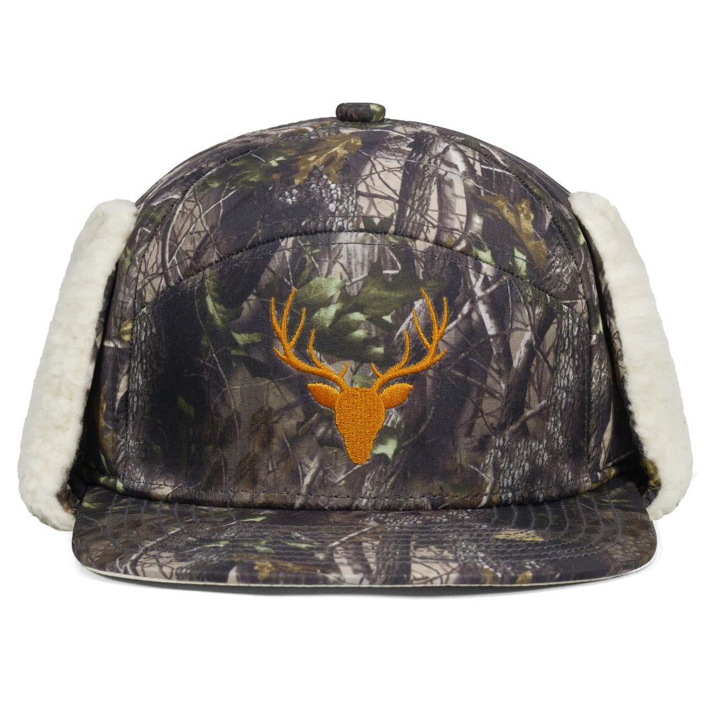 Deer Hunting Winter Hat with Ear Flaps for Mens Womens,Flat Camo Trucker Hat Deer Hunter Gifts
