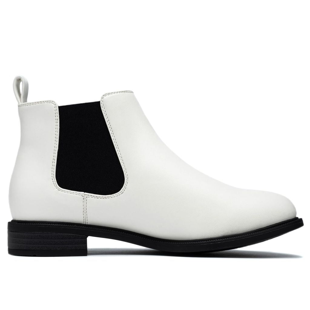 ANJOUFEMME Women Chelsea Ankle Boots, White - size 6