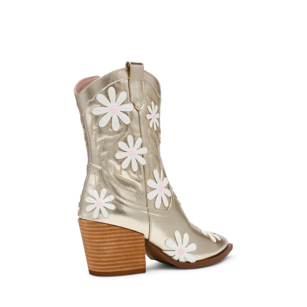 Betsey Johnson Women's Teddyy Western Boot, Gold, 5