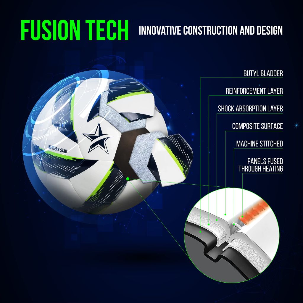 Western Star Soccer Ball Helix- Size 3 4 5 - Official Match Grade Soccer Balls - Attractive and Durable Design (Green, 5)
