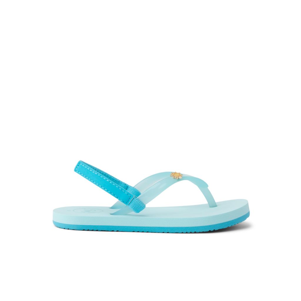 REEF Toddler/Little Kid Charming Flip Flop, Super Lightweight and Soft Footbed, Thin Strap Beach Sandal with Backstrap, Capri, 9