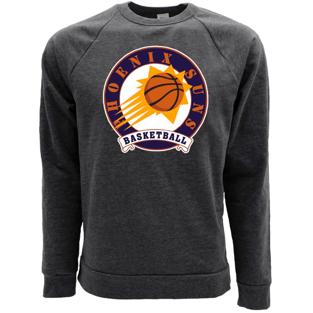 SZ M, Blue 84 - Phoenix Suns NBA Officially Licensed Tri-Blend Crewneck Sweatshirt | Black