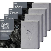 DOVE MEN + CARE Cleansing Bar Soap Charcoal + Clove Oil 4 Count to Rebuild Skin in the Shower, a 4in1 Hair, Body, Face & Shaving Bar with Plant-Based Cleanser and Natural Oils 5 oz
