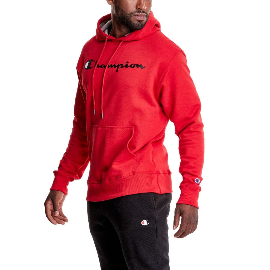 Champion Men's Hoodie, Fleece, Comfortable Sweatshirt for Men, Red, Large
