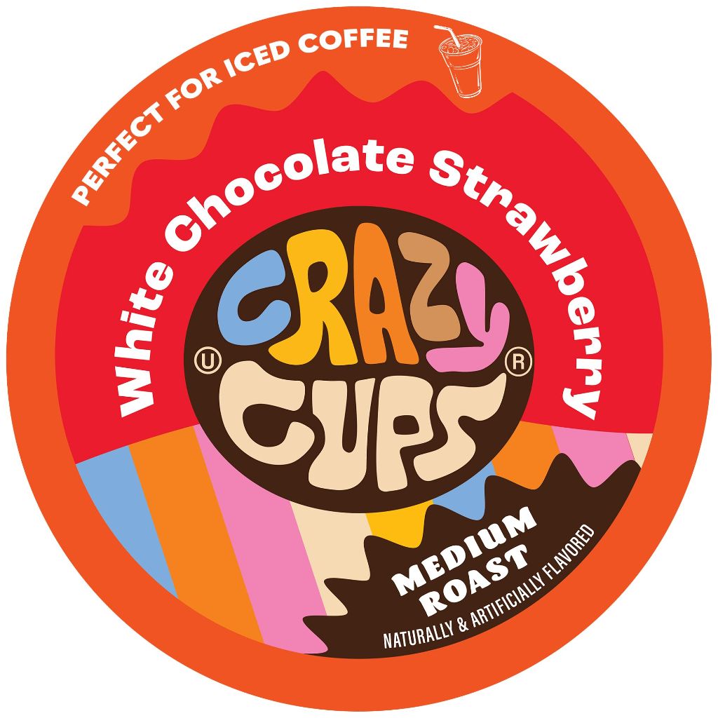 Crazy Cups Flavored Single Medium Roast Coffee for Keurig KCups Machines White Chocolate Strawberry  22 Count