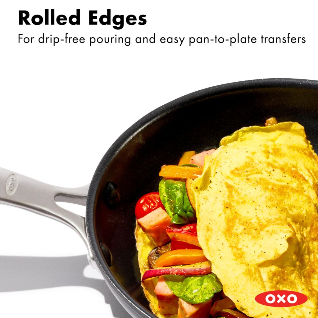 OXO Enhanced 8" Frying Pan Skillet, PFAS-Free Ceramic Nonstick, Stainless Steel Handle - Black