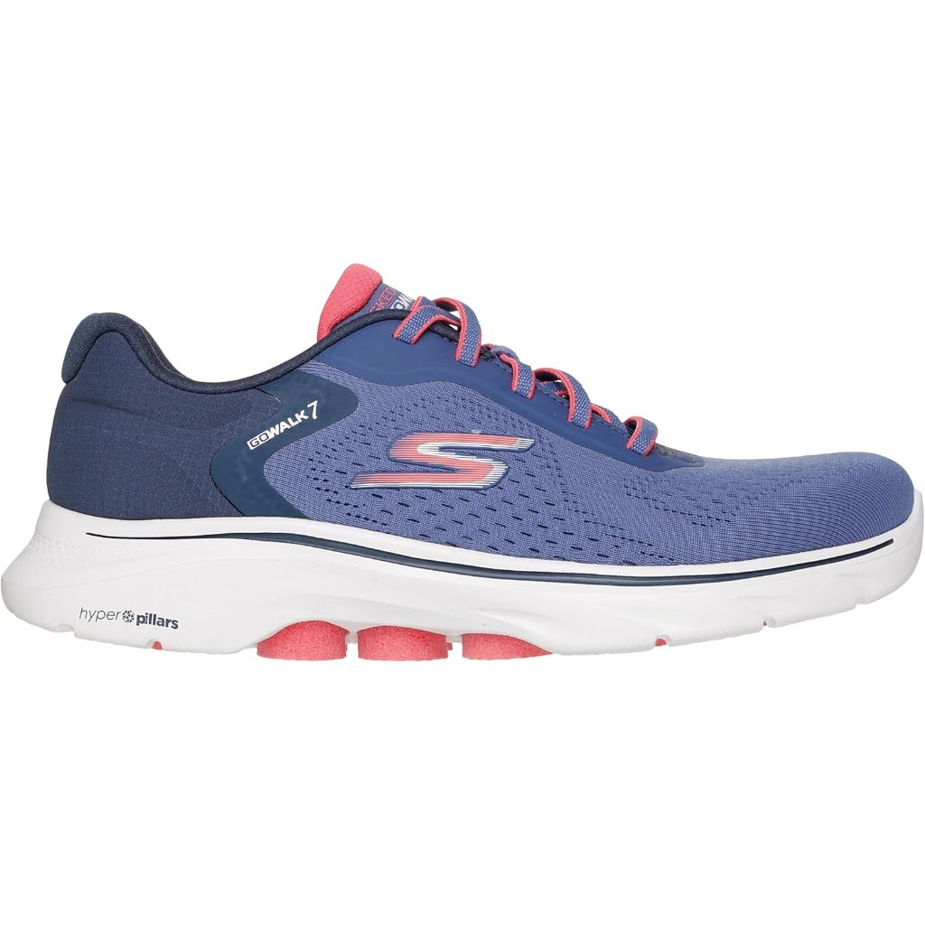 Skechers Women's Go Walk 7 Walking Sneaker, Cosmic Waves Navy/Coral, Size 13